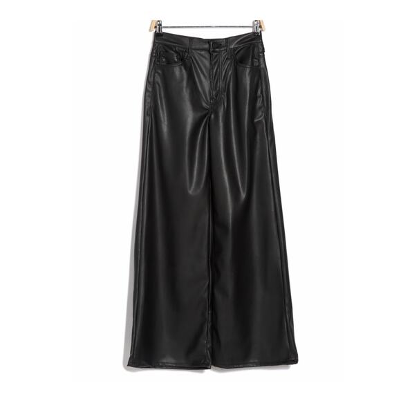 Mother The Undercover Faux Leather Wide Leg Wax On Wax Off Black 27 - Picture 12 of 12
